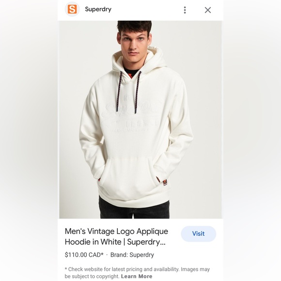 SuperDry Vintage Logo Applique Hoodie Men Large - Picture 2 of 16